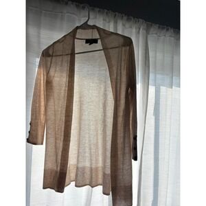 Mossimo Womens Cardigan Open Front 3/4 Sleeve Button Down Tan Beige Small S